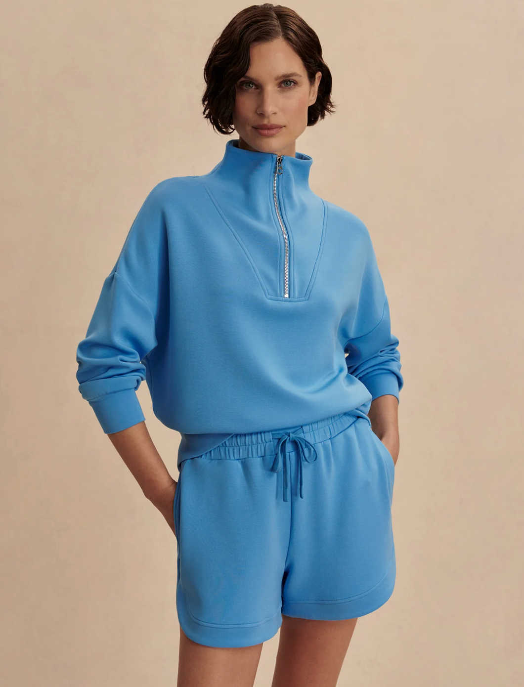 Hawley Half Zip Sweat Azure Blue