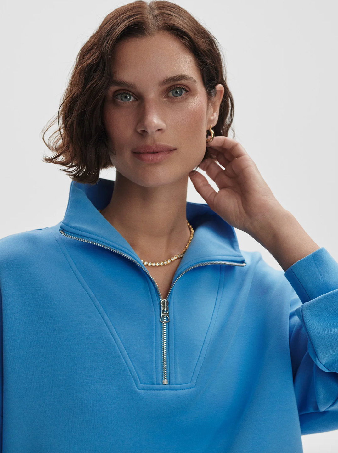 Hawley Half Zip Sweat Azure Blue