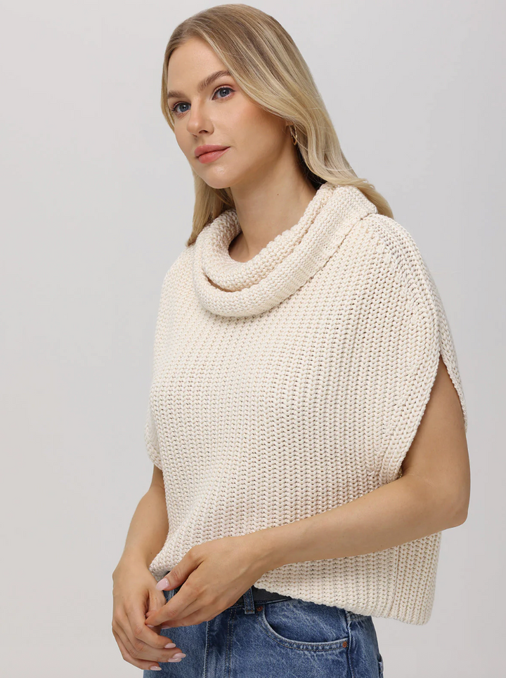 Cate Sleeveless Turtleneck Sweater Cream