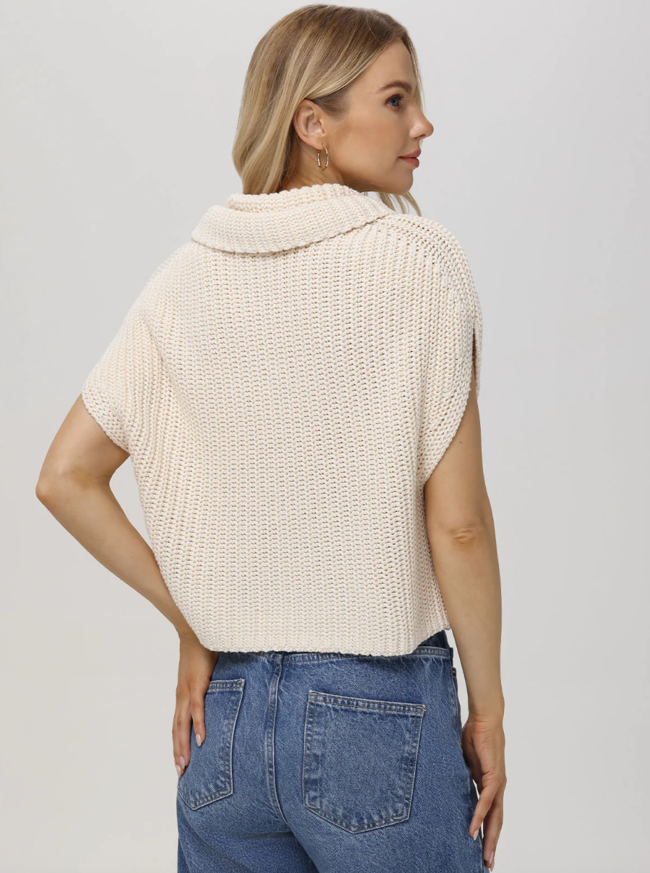 Cate Sleeveless Turtleneck Sweater Cream