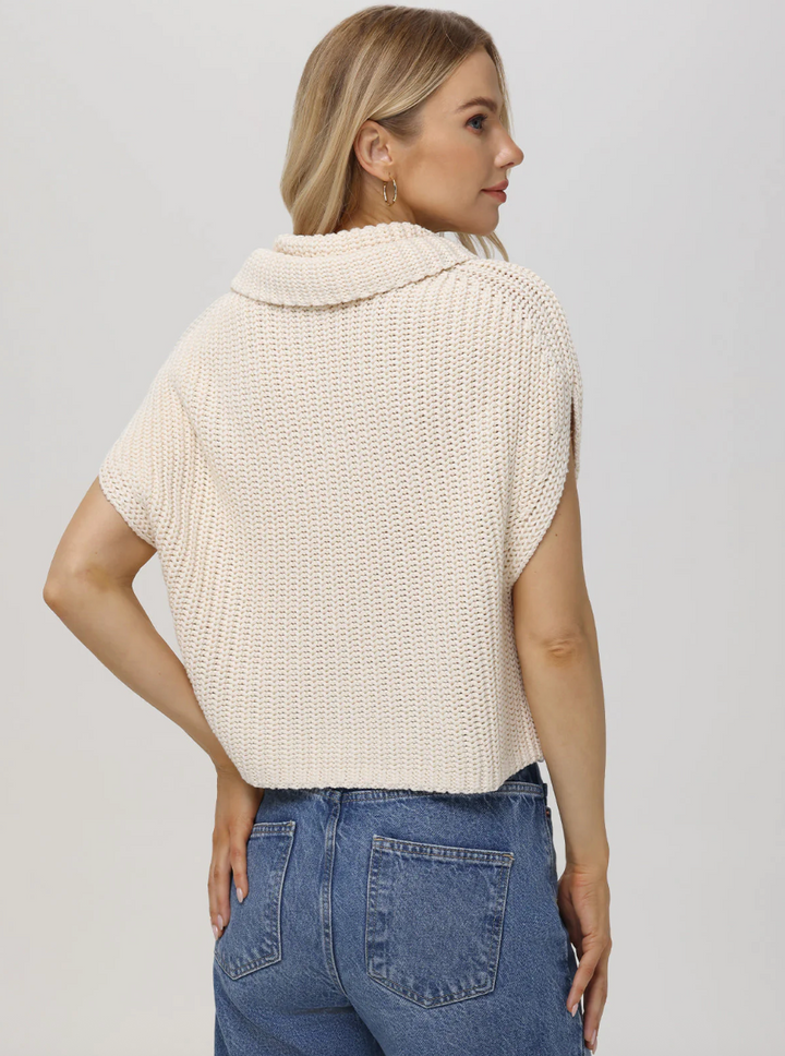 Cate Sleeveless Turtleneck Sweater Cream