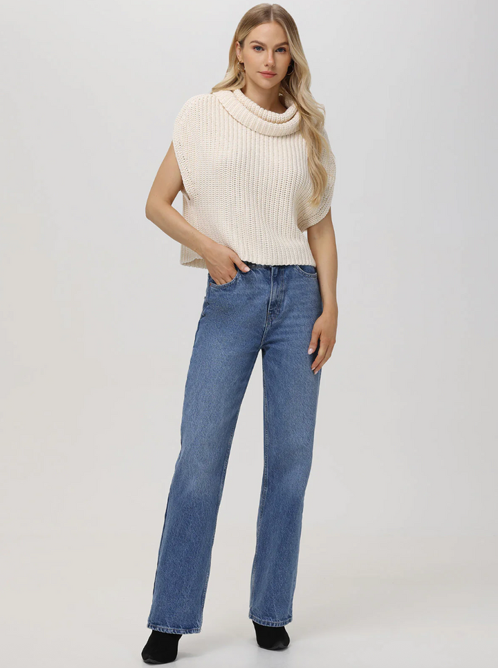 Cate Sleeveless Turtleneck Sweater Cream