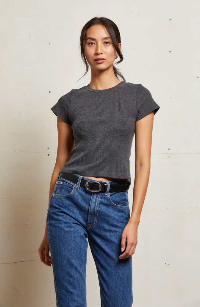 Gabby Sweater Rib Short Sleeve Crew Neck