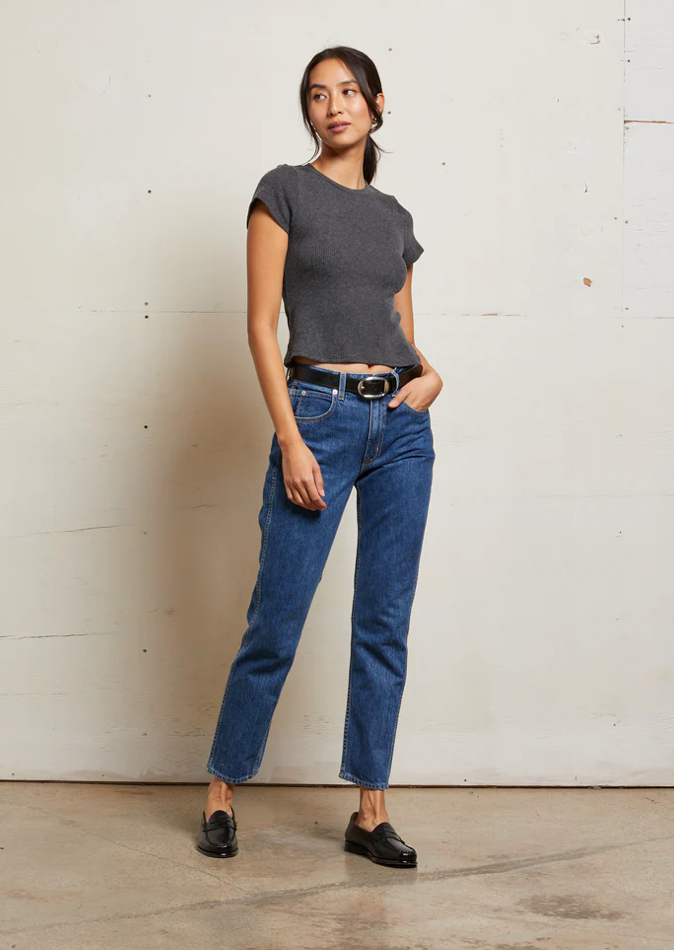 Gabby Sweater Rib Short Sleeve Crew Neck
