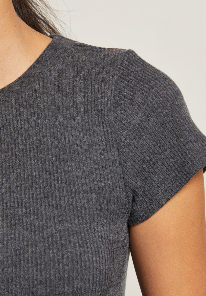 Gabby Sweater Rib Short Sleeve Crew Neck
