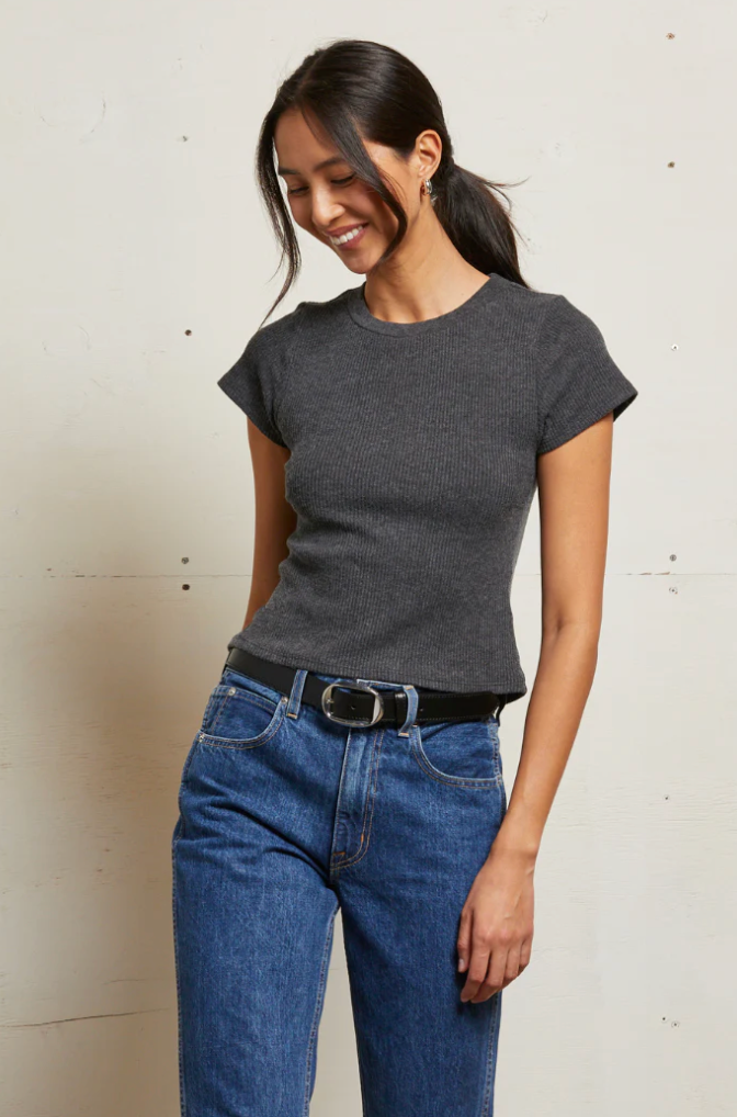 Gabby Sweater Rib Short Sleeve Crew Neck