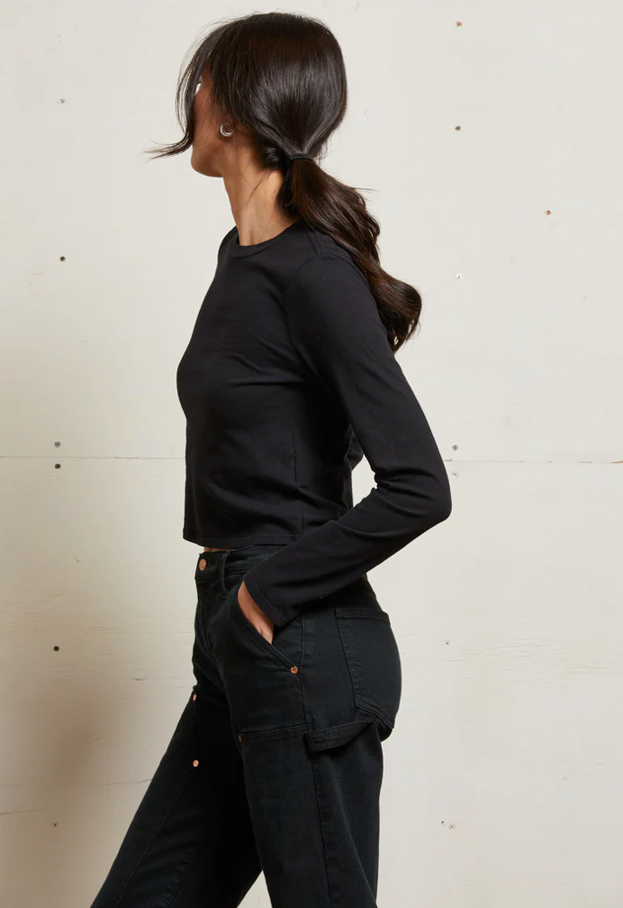 Jamie Recycled Cotton Long Sleeve True	Black