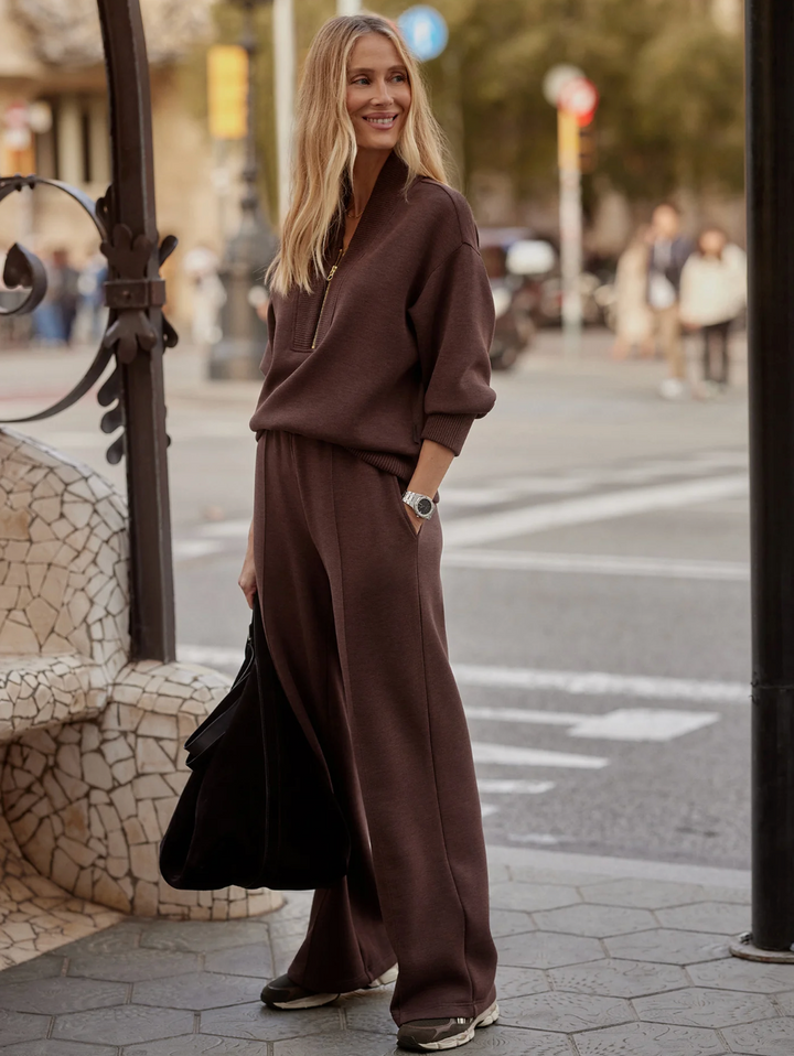 The Wide Leg Pant 30 Coffee Bean Marl