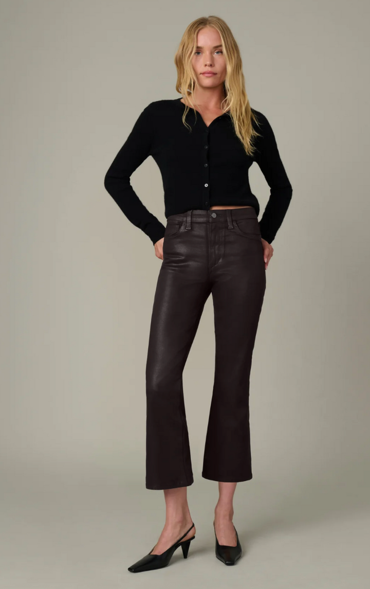 The Callie Cropped Bootcut Coated Dark Chocolate