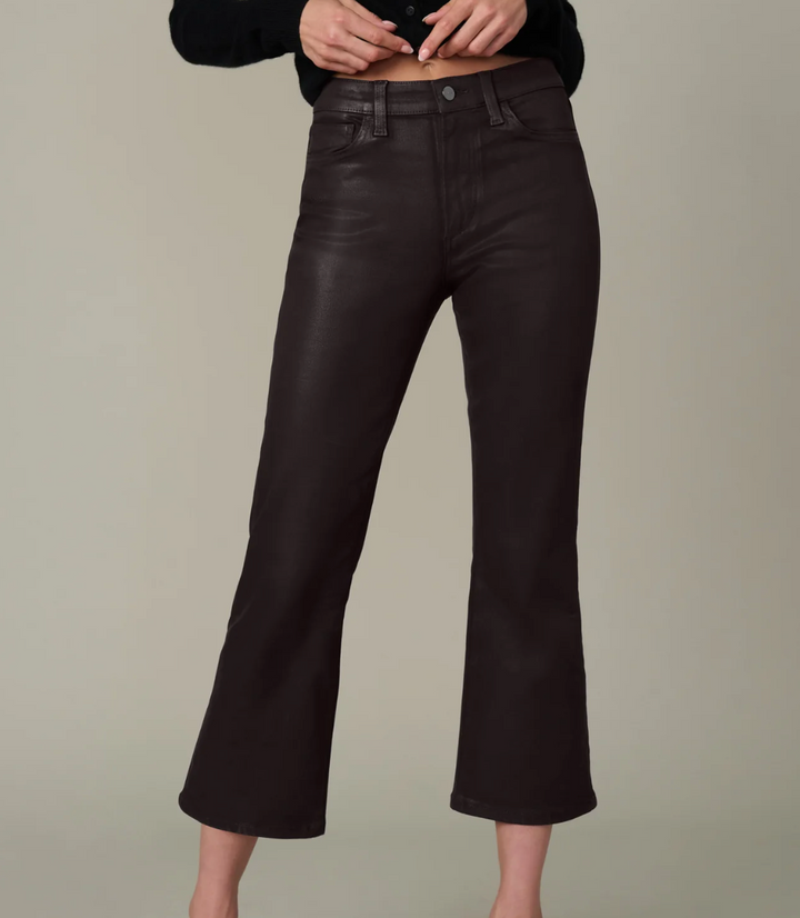 The Callie Cropped Bootcut Coated Dark Chocolate