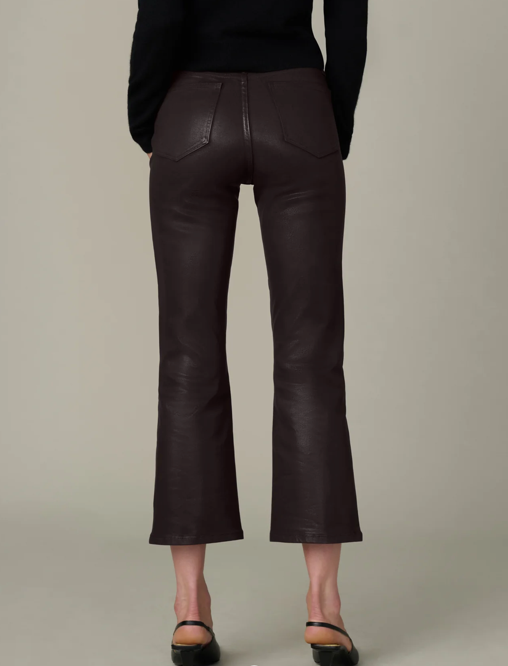 The Callie Cropped Bootcut Coated Dark Chocolate