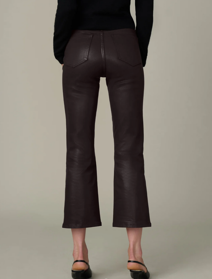 The Callie Cropped Bootcut Coated Dark Chocolate
