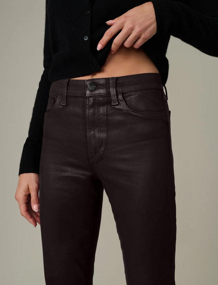 The Callie Cropped Bootcut Coated Dark Chocolate