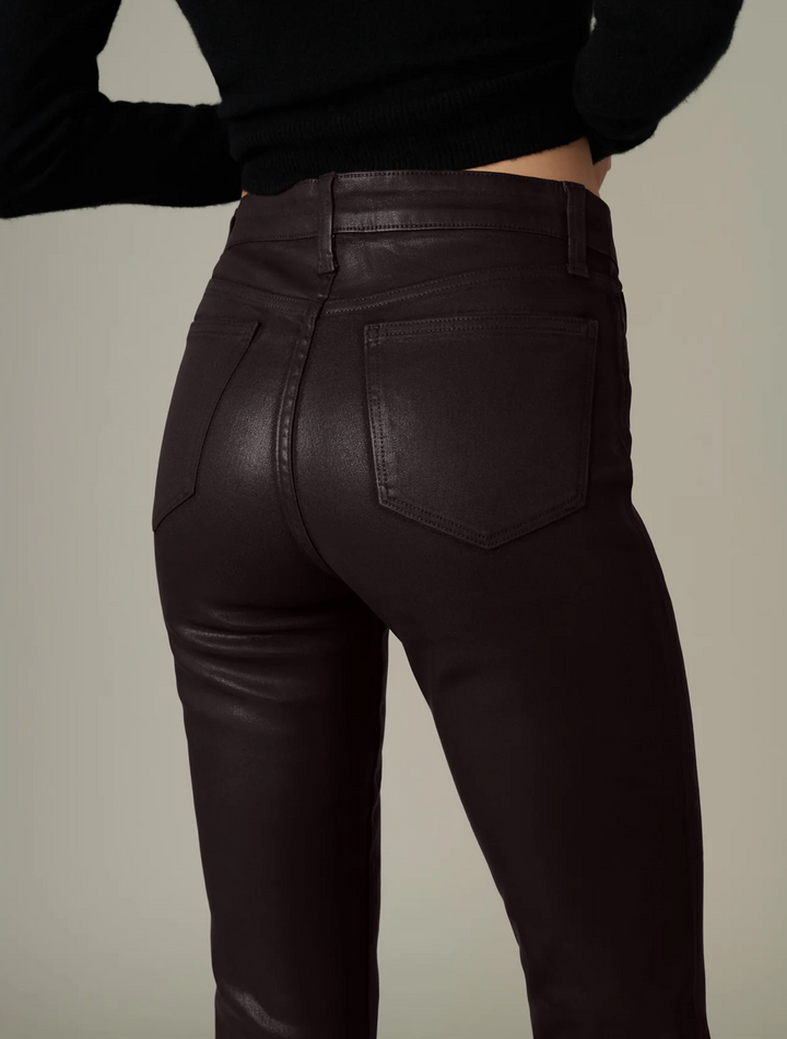 The Callie Cropped Bootcut Coated Dark Chocolate