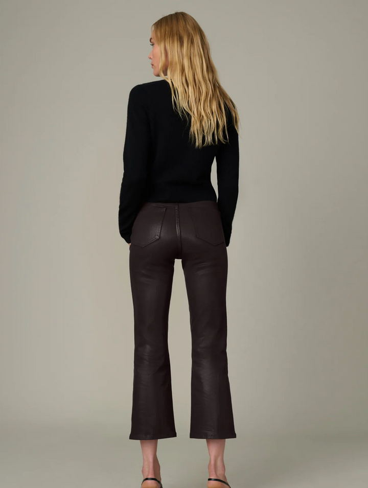 The Callie Cropped Bootcut Coated Dark Chocolate