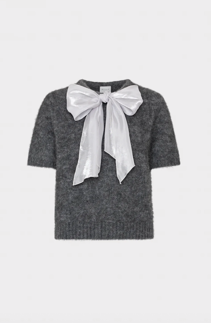 Combination Bow Fuzzy Sweater