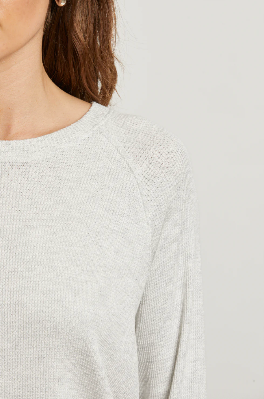 Cooper Brushed Waffle Long Sleeve Raglan Crew