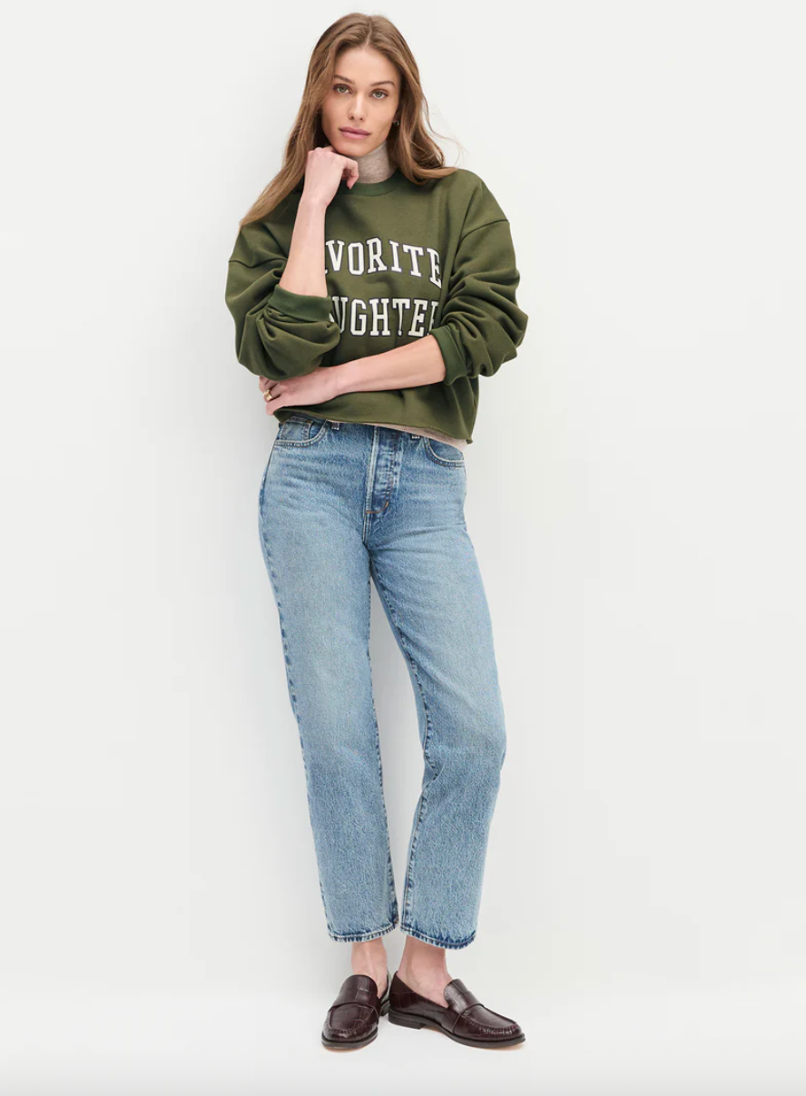 Cropped Collegiate Sweatshirt Smoke Tree/Gardenia