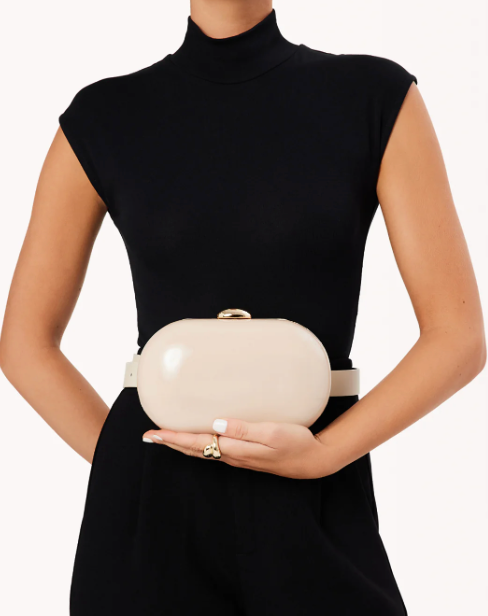 Selena Clutch Bag Latte Patent