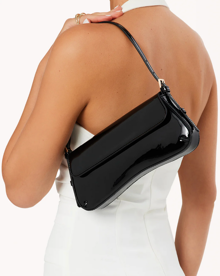 Sabella Shoulder Bag Black Patent Gold