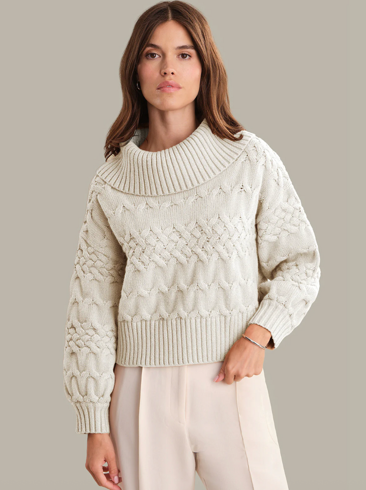 Vera Mixed Cable Cowl Neck Pullover