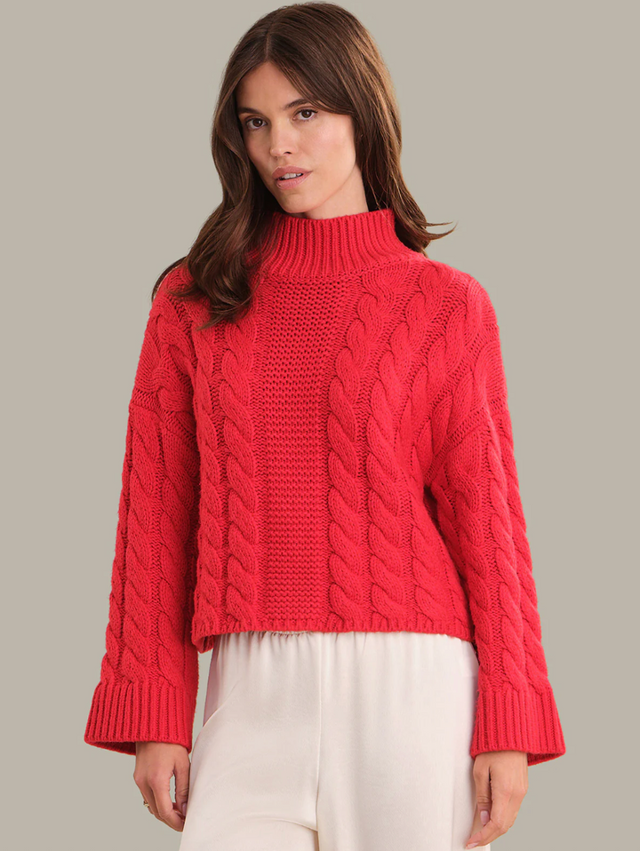 Lilia Chunky Cable Mock Neck Pullover