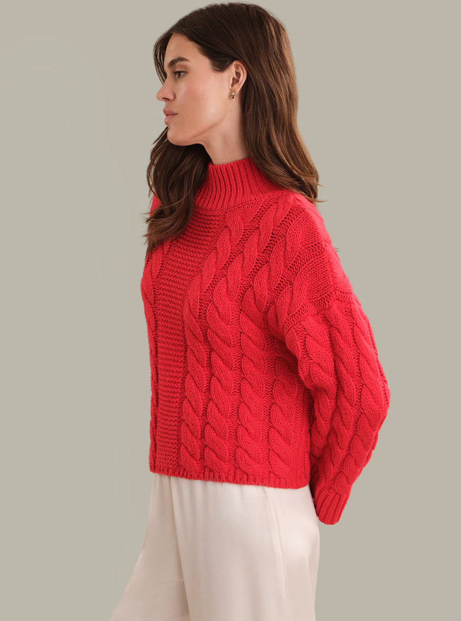 Lilia Chunky Cable Mock Neck Pullover