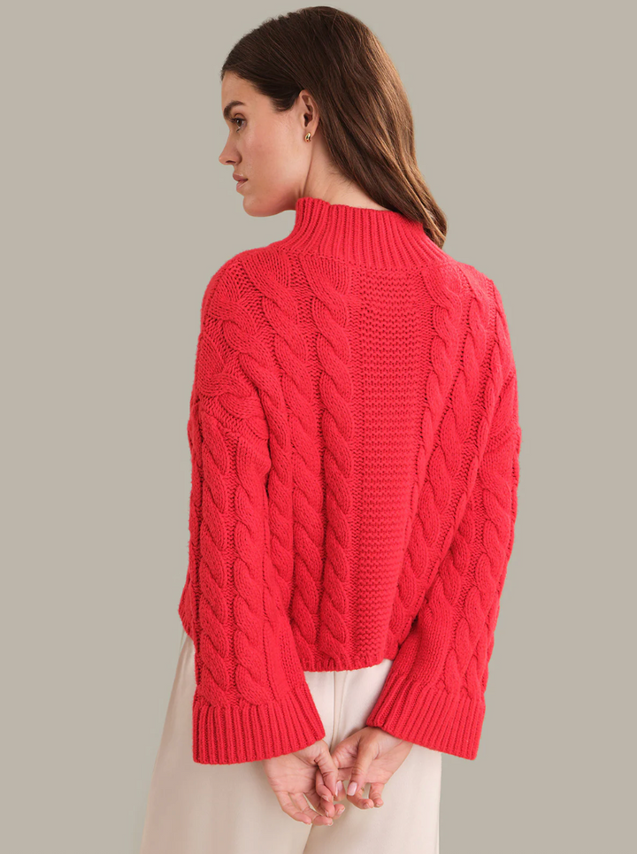 Lilia Chunky Cable Mock Neck Pullover