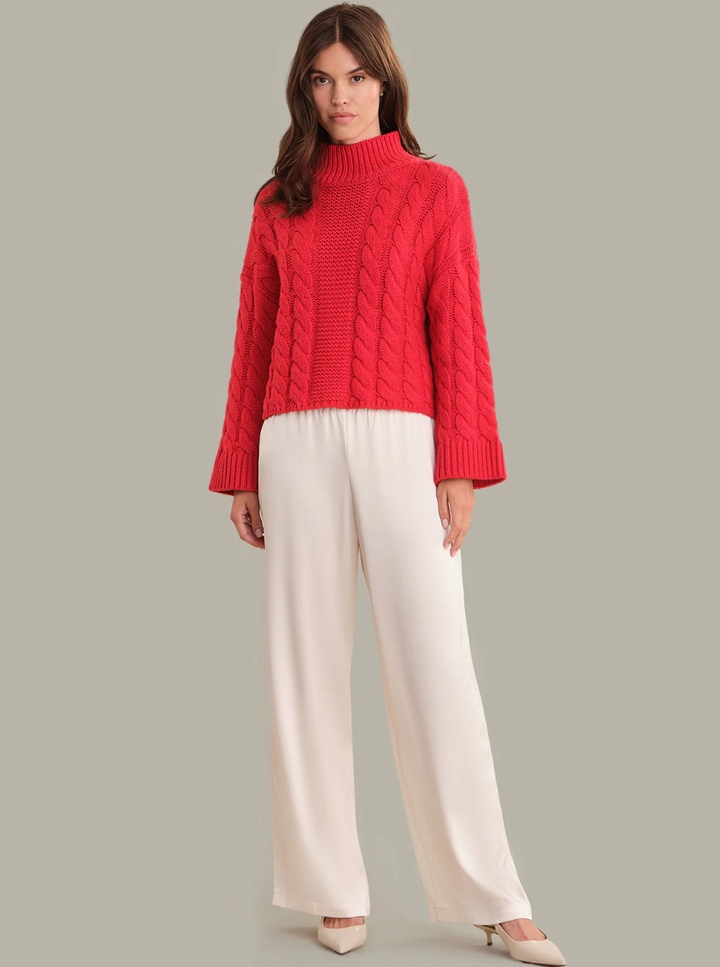 Lilia Chunky Cable Mock Neck Pullover