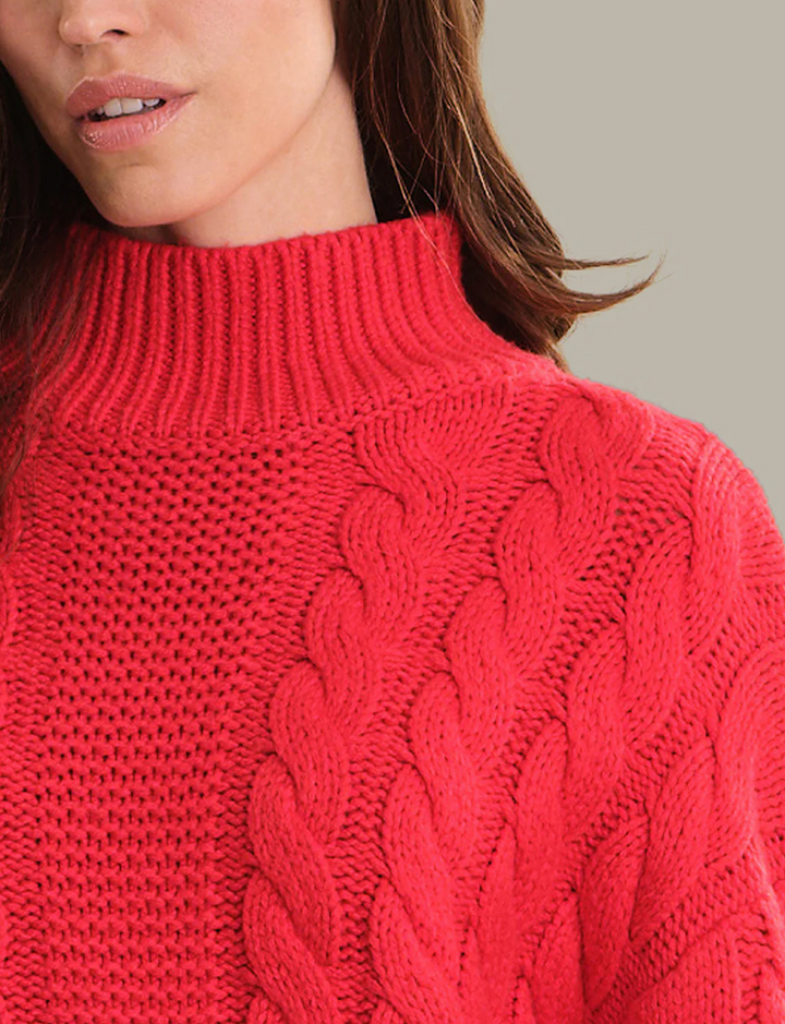 Lilia Chunky Cable Mock Neck Pullover
