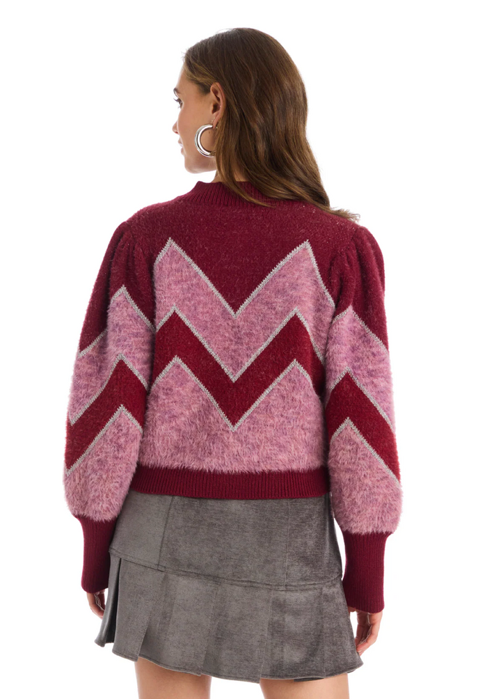 Fuzzy Chevron Cardigan