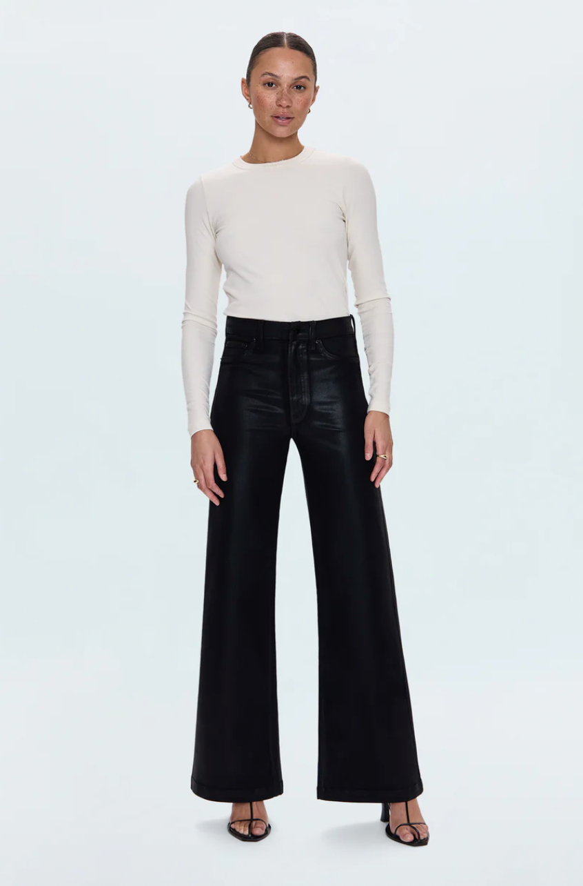 Lana High Rise Ultra Wide Jean Coated Noir
