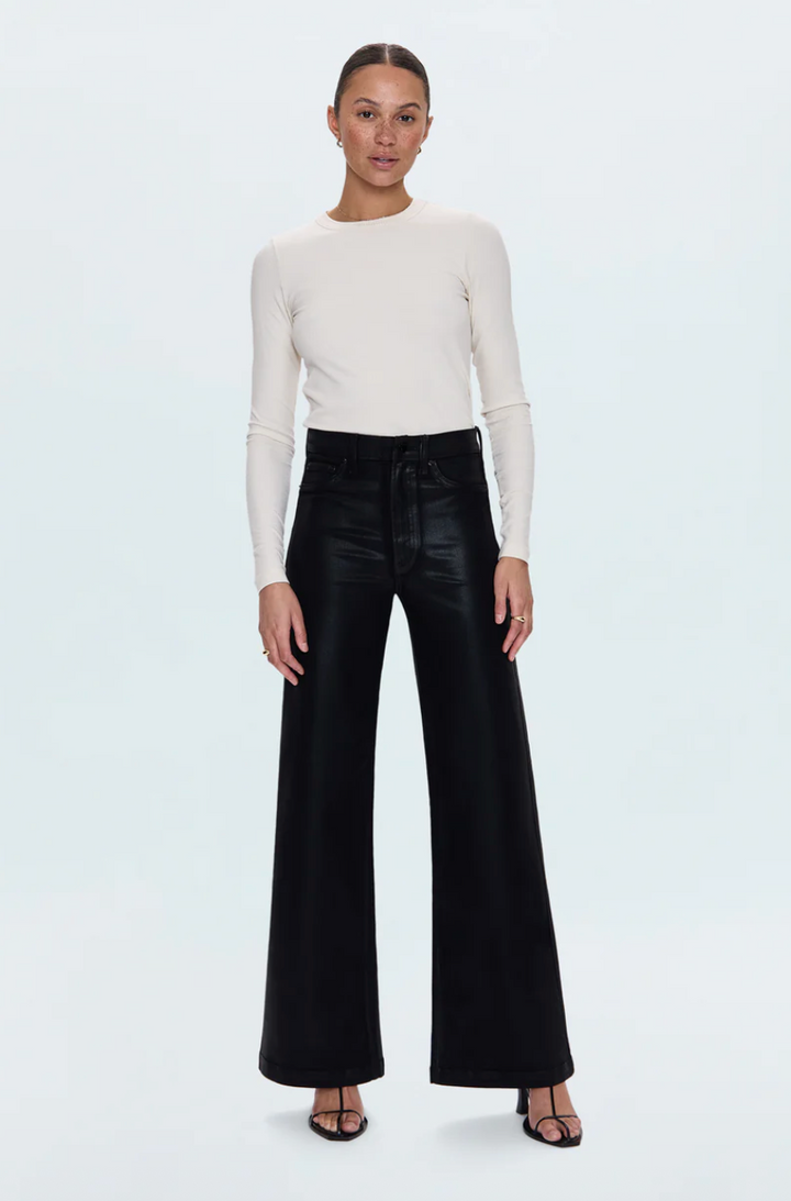 Lana High Rise Ultra Wide Jean Coated Noir