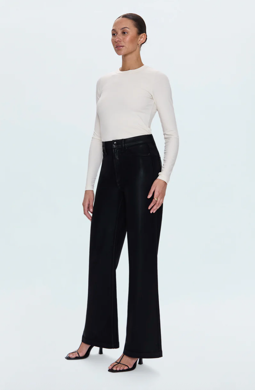 Lana High Rise Ultra Wide Jean Coated Noir