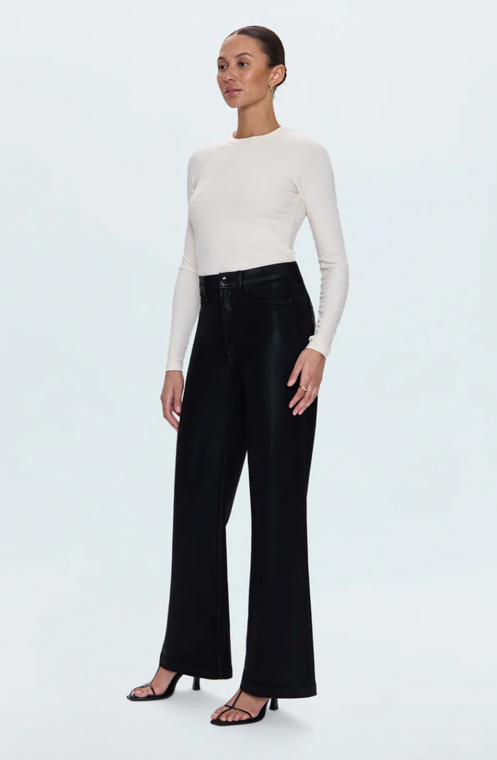 Lana High Rise Ultra Wide Jean Coated Noir