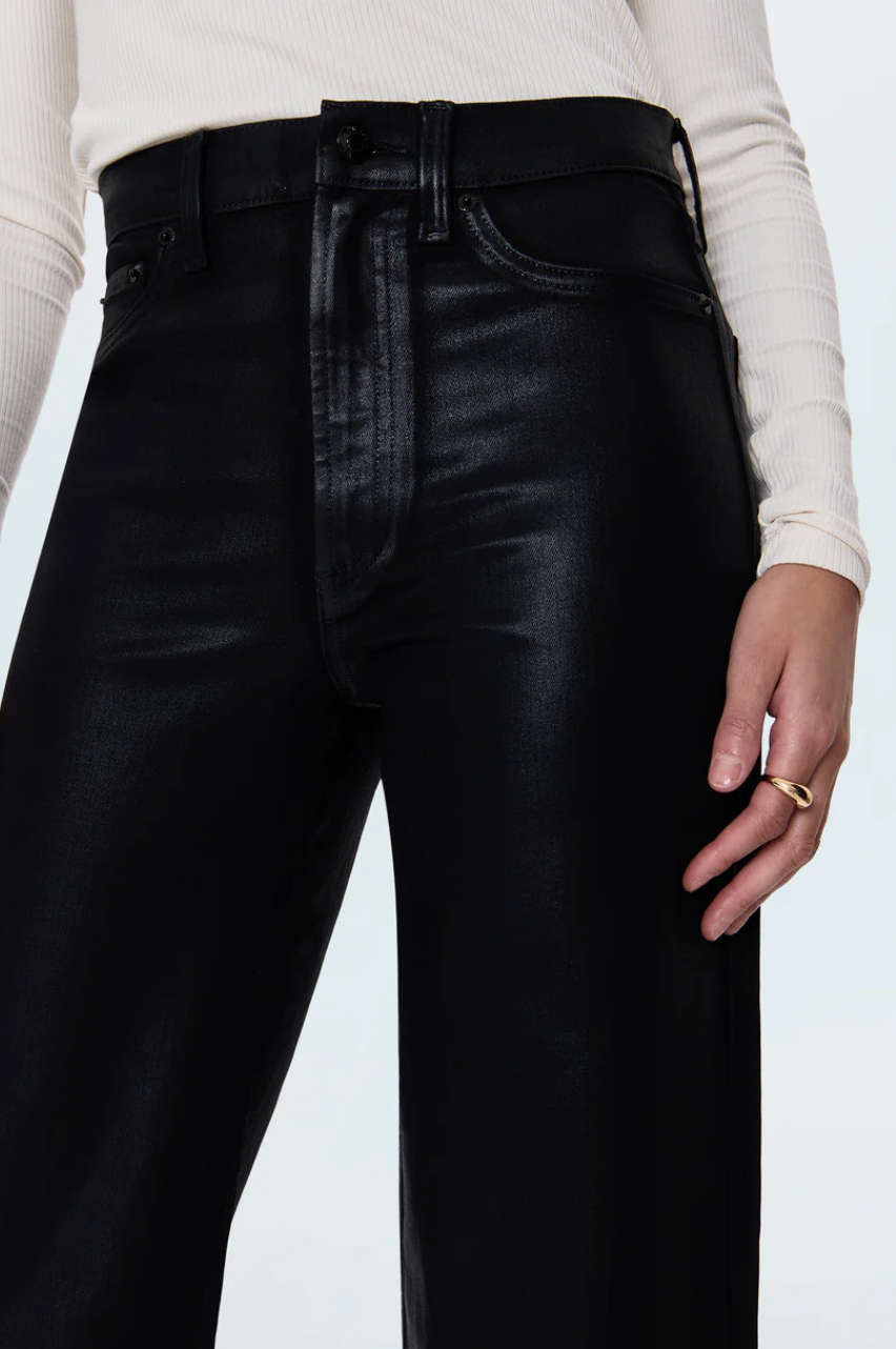 Lana High Rise Ultra Wide Jean Coated Noir