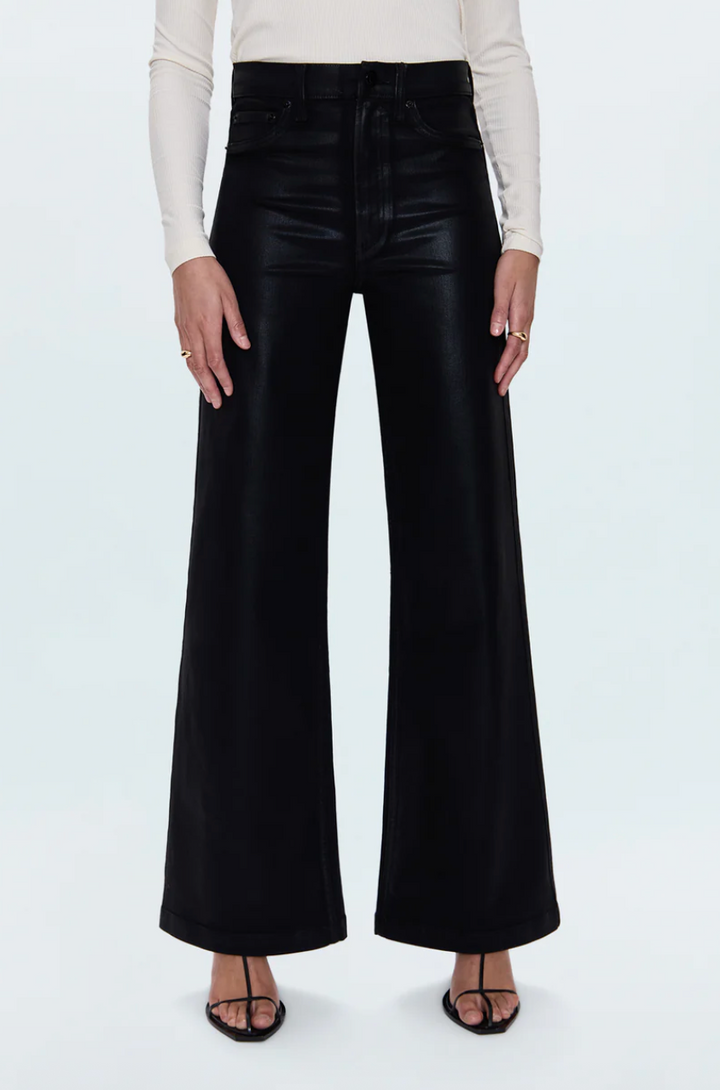 Lana High Rise Ultra Wide Jean Coated Noir
