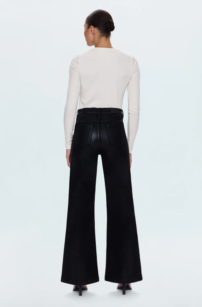 Lana High Rise Ultra Wide Jean Coated Noir