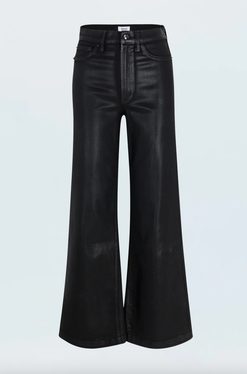 Lana High Rise Ultra Wide Jean Coated Noir