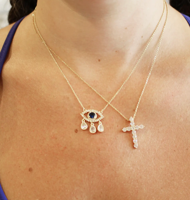 CZ Cross Charm Necklace