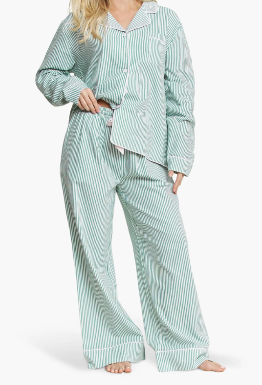 Snooze Mode Long Pajamas Jade Stripe