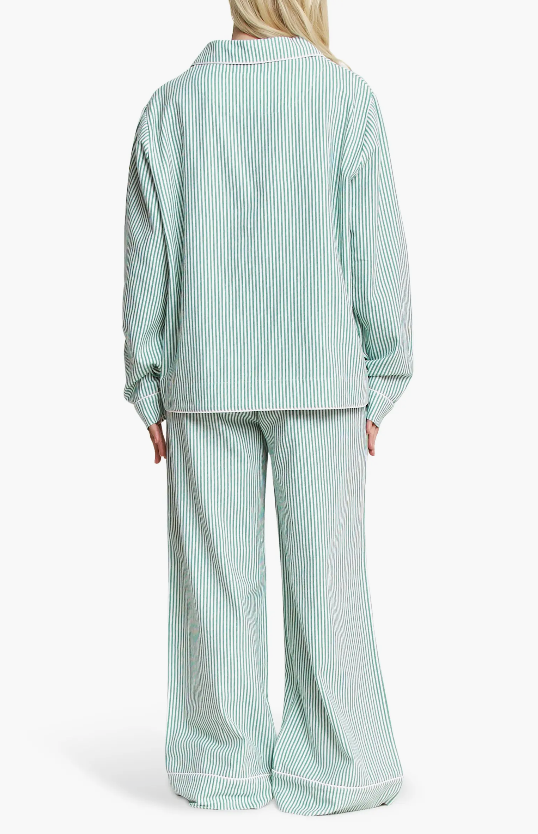 Snooze Mode Long Pajamas Jade Stripe