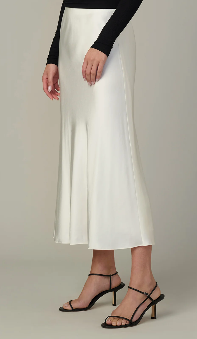 The Ines Midi Skirt Ecru