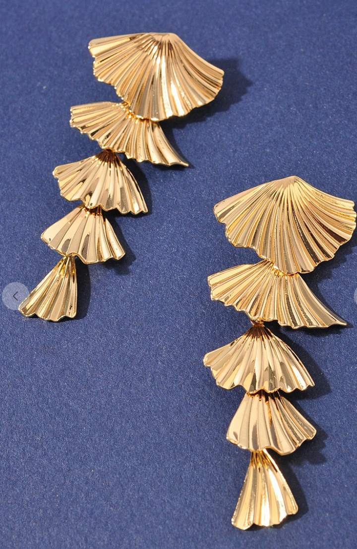 Flare Petal Drop Earrings Gold