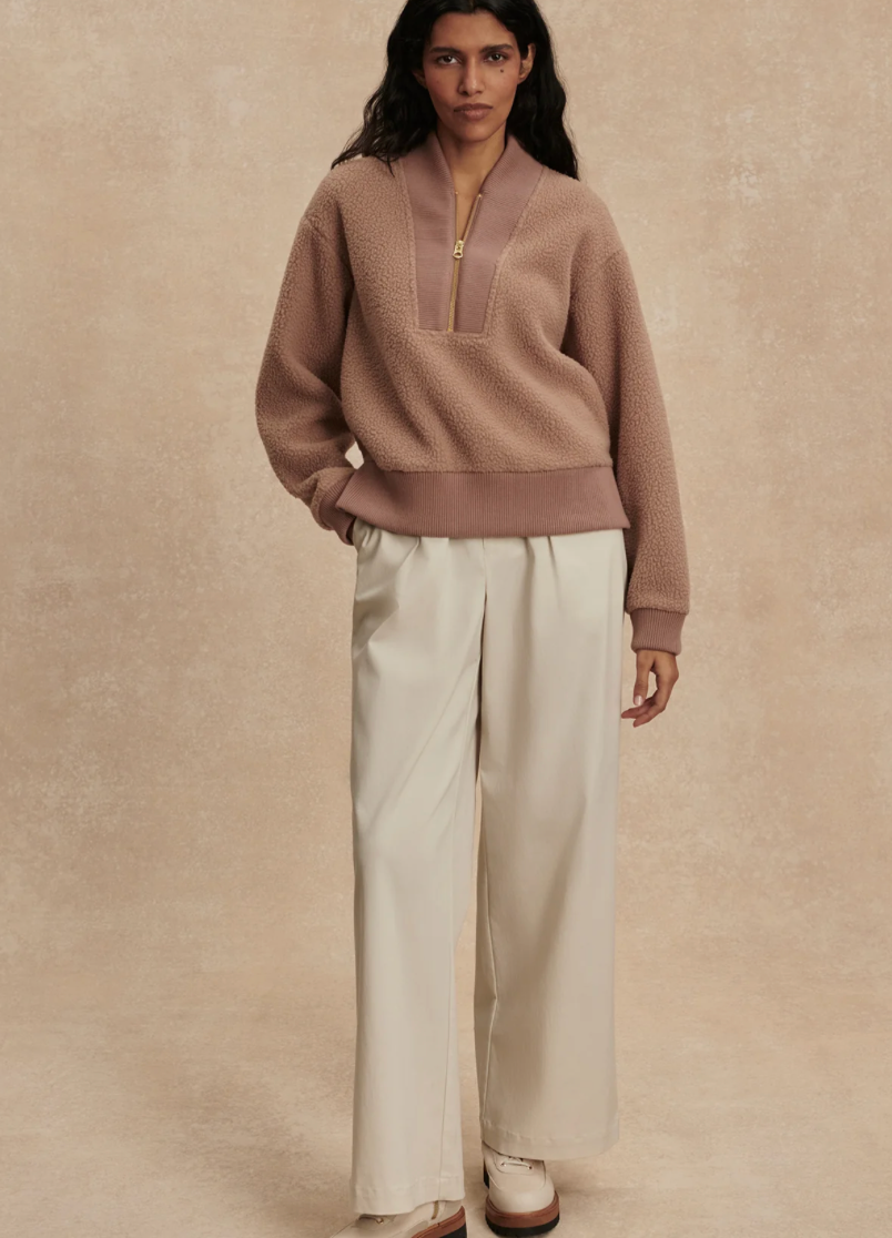 Mumford Half Zip Fleece Ginger Snap