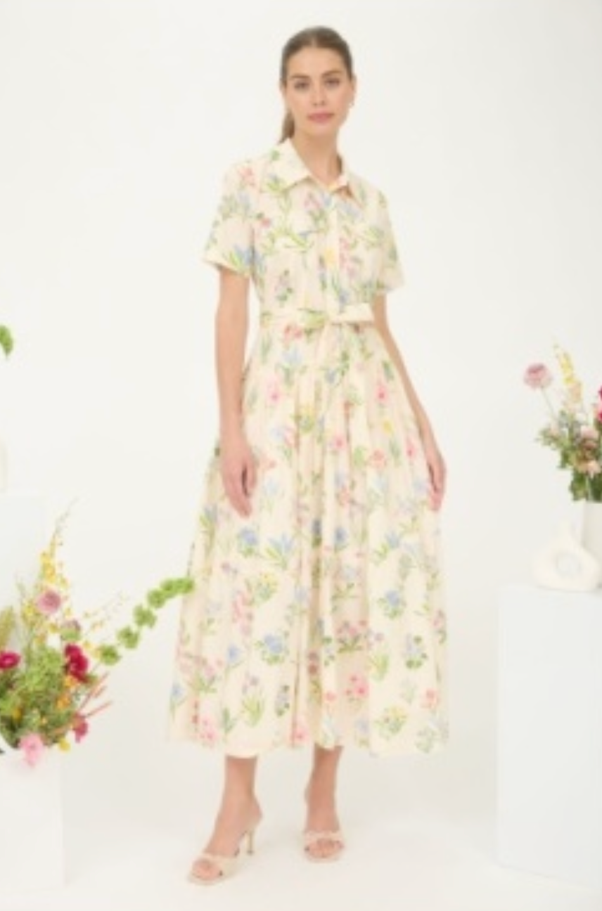 Floral Shirt Dress Cream Multi – Blended Shoes + Apparel