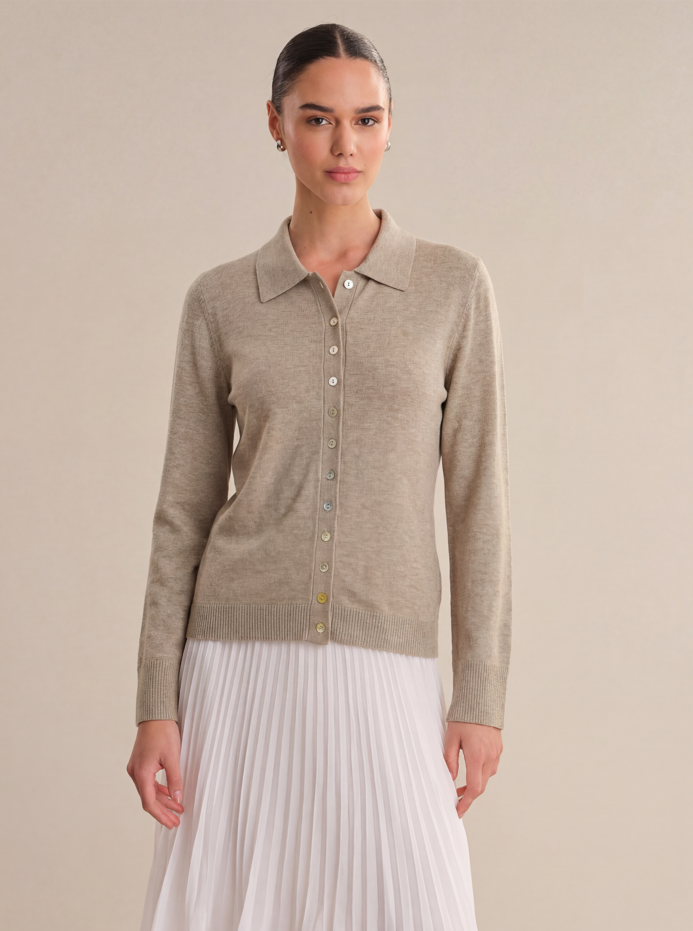Joss Fitted Polo Collar Cardi