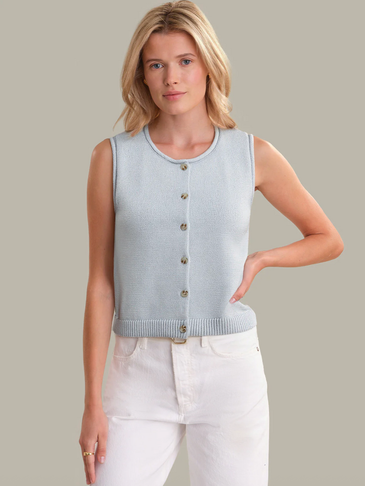 Ella Cotton Button Front Sweater Vest