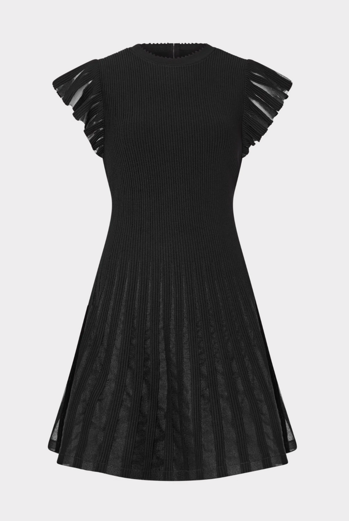 Sheer Flutter Sleeve Knit Dress