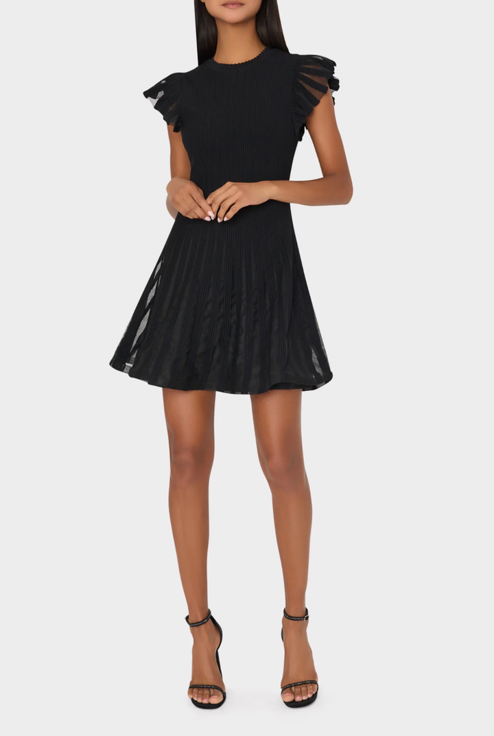 Sheer Flutter Sleeve Knit Dress